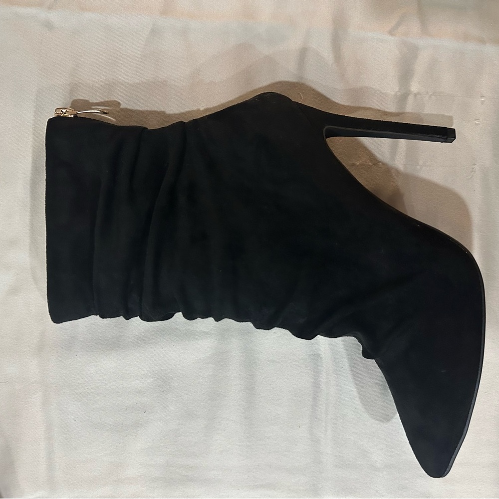 Sleek Black Textured Ankle Booties